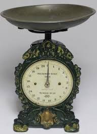 a vintage english salter kitchen scales