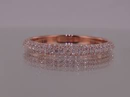 Josh Levkoff Collection Rings 375 Rose Gold 3 Row Micropave Wedding Ring Wedding Rings Rose Gold Rose Gold Diamond Band Pave Wedding Bands