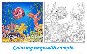 Coloring helps young talents to become independent! Adult Coloring Book Coloring Page With Underwater World Coral Stock Photo Picture And Royalty Free Image Image 61441576