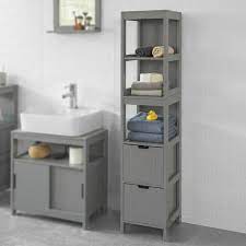 Sobuy Mobile Bagno Colonna Mobiletto Bagno Salvaspazio Grigio L30 P30 A145 Cm Frg126 Sg Salvaspazio Bagno Mobile Bagno Armadio Bagno