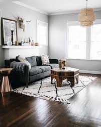 Dark Couch Printed Rug Eclectic Living Room Modern Living Room Inspiration Eclectic Living Room Living Room Grey