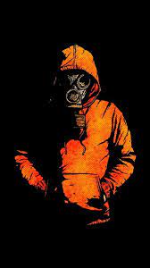 Orange Graffiti Wallpaper Gas Mask Art Black Wallpaper