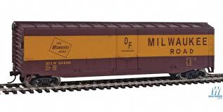 Boxcar Ready To Run Milwaukee Road Boxcar Red Yellow 1 Lionelhotrains Model Trains Milwaukee Road Ho Scale Train Sets