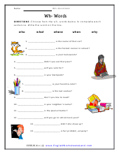 These reading worksheets were written at a first grade level, but it's important to remember that reading level varies from student to student. Wh Questions Worksheets