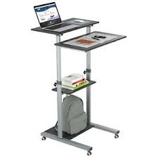 Want to work while standing? Compact Mobile Stand Up Computer Workstation Height Adjustable Presentation Cart Ebay