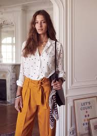 Black And White Polka Dot Top Outfit Sezane Chemise Florence Polka Dot Blouse Outfit Polka Dot Shirt Outfit Polka Dot Top Outfit