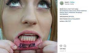 Lip Tattoos All The Bizarre Things People Get Tattooed On Their Inner Lip From Sad Kitties To Dinosaurs