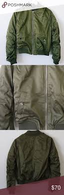 Sale New Olive Green Silk Bomber Flight Jacket Silk Bomber Flight Jacket Urban Outfitters Jacket