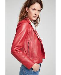 Manteau printemps femme pas cher, blouson court femme hiver gris fumé turquoise. Veste Courte En Cuir D Agneau Femme Rs F Rose Fonce Burton Of London
