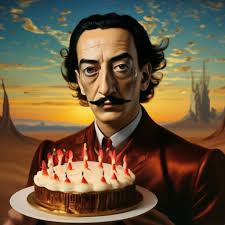 Salvador Dali wishes you a happy birthday" &mdash; image created in Shedevrum