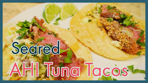 Seared ahi tuna fish tacos. Easy Seared Ahi Tuna Tacos Ahi Tuna Recipes Tuna Tacos Youtube