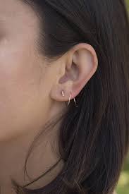 Gold Helix Earrings Two Holes Earrings 14k Gold Open Etsy Gold Helix Earrings Gold Bar Earrings Second Hole Earrings