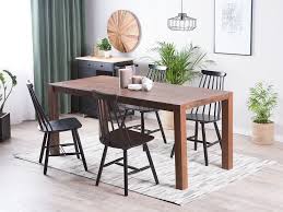 The perfect marriage of form and function, this table features the look and feel of barn wood cleverly crafted of durable melamine. Oak Dining Table 180 X 85 Cm Dark Brown Natura Beliani De