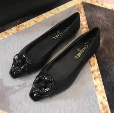 Chanel Camellia Goatskin Cap Toe Flats With Leather Sole Black