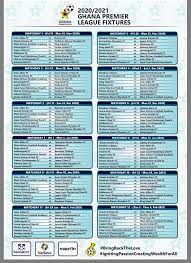 Ghana premier league matches today. Ghana Premier League Fixtures Announced For 2020 21 Season Africa Global Radio
