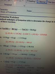 This oer repository is a collection of free resources provided by equella. Solved Enthalpies Of Formation Table To Determine The Cha Chegg Com