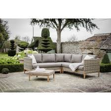 Tectake 800824 rattan garden furniture set with corner sofa, table and stool, outdoor patio dining set, 5 piece seating set, inc. Garden Trading Walderton Corner Sofa Set Pe Rattan Black By Design