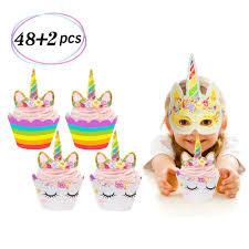 No birthday required when you want to throw a unicorn party! 24 Pack Unicorn Cupcake Toppers And Wrappers Double Sided Kids Party Cake Decorations 2 Unicorn Masks For Party Supplies Cupcake Toppers Kitchen Dining Fcteutonia05 De