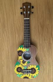 Hand Painted Ukulele Natural Sunflowers Painted Ukulele Ukulele Art Ukulele Design