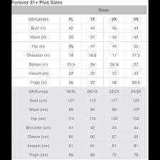 forever 21 plus size chart