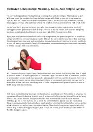 The beauty of dating exclusively is that there's no grey area. Exclusive Relationship Meaning Rules And Helpful Advice