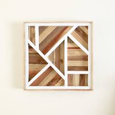 Art Deco Inspired Rustic Lath Wood Artwork White Tipsy Oak Wood Wall Art Wood Art Rustic Wall Art