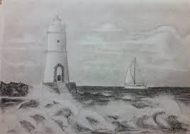 Il Mangia Barche Grafite Mare Onde Faro Paesaggio Disegno Matita Grafite Arte Massimomatteini Paesaggi Matita Disegni