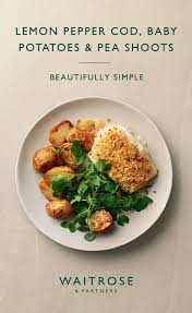 Lemon Pepper Cod Baby Potatoes Pea Shoots Seafood Recipes Waitrose Food Shellfish Recipes