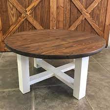 Round Farmhouse Coffee Table Dekor Meja Kopi Dekorasi Meja Kopi