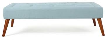 Light Blue Ottoman For Coffee Table With Bwon Legs Blue Ottoman Ottoman Contemporary Living Room