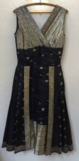 Vintage 1950 S Cocktail Party Dress Made From Indian Sari Rockabilly Party Wear Evening Gowns Dresses Dress Fabric