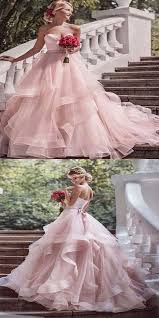 A Line Pink Strapless Tulle Floor Length Wedding Dresses With Lace Up Back Wedding Dress Organza Wedding Dresses Strapless Wedding Dresses Blush