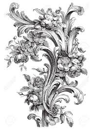 Kids patterns flower patterns vector flowers vector free quilts design virgos doodle flowers floral patterns. Ancient Floral Scroll Engraving With Peonies And Acanthus Designs Royalty Free Cliparts Vectors And Stock Illustration Image 25631539