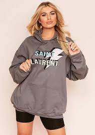 Dala Charcoal Lightening Bolt Oversized Hoodie From Missy Empire On 21 Buttons