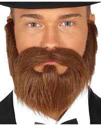 Brauner Vollbart mit Schnäuzer für viele Kostüme