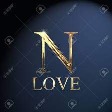 Flashcard letter n is for . Gold Alphabet Letter N Word Love On A Blue Background Stock Photo Picture And Royalty Free Image Image 14052917