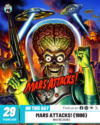 Mars Attacks (1996) was released 29 years ago! 🎥 #MarsAttacks  #SciFiClassics #TimBurton