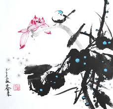 Lotus Lotos Chinesische Japanische Tusche Malerei Kalligraphie Chinese Japanese Ink Painting Mit Bildern Malerei Chinesische Malerei Tuschemalerei