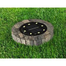 Bell Howell 6000k Ultra Solar Powered Slate Like Outdoor Integrated Led Landscape Path Disk Lights 4 Pack 2553 The Home Depot