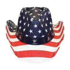 Usa American Flag Straw Cowboy Hat W Shapeable Brim Red White Navy Blue Ci12et750yh Cowboy Hats Straw Cowboy Hat Cowboy