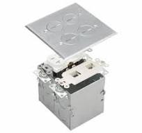 Enerlites Stainless Steel 2-Gang Floor Box w/ Duplex Outlet/Datacom