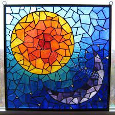 Abstract Upcycled Maid On The Moon Studio Mosaic Art Stained Glass Tattoo Stained Glass Art