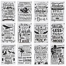 344 x 344 jpeg 30 кб. 12 Pack Inspirational Stencils 8 11 Painting Templates Stencil For Scrapbooking Wood Burning Wall Floor Decor Craft Drawing Tracing Diy Art Supplies Inspirational Words Amazon In Home Kitchen