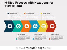 These flowchart templates are used when the project involves a sequence of steps with the decision(s) to make. 6 Step Process With Hexagons For Powerpoint Presentationgo Com Flow Chart Design Infographic Powerpoint Powerpoint Design Templates