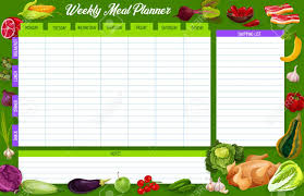 Tuesday's lunch consists of a classic turkey sandwich. Weekly Meal Planner Vector Food Week Plan With Vegetable Fruit Royalty Free Cliparts Vectors And Stock Illustration Image 153279854
