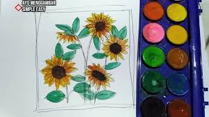 #drawsunflower, #arttoytvglitter sun flower coloring pages for kids | bunga matahari halaman mewarnaibunga matahari (helianthus annuus l.) adalah tumbuhan. Melukis Bunga Matahari Dengan Cat Air Draw Sunflowers With Watercolor Part 2