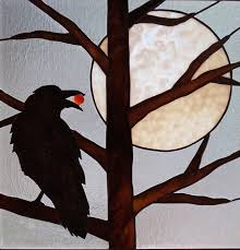Unknown Birds Outside My Window Sleep Well Dream Raven Moon Stained Glass Artist Unknown Stainedglassmoon Stained Glass Diy Faux Stained Glass Stained Glass Birds