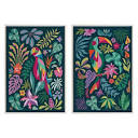 set Of 2) 23"x33" Sylvie Beaded Tropical Parrot And Toucan Framed ...