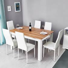 Get the best deals on dining room extending tables. Wooden Dining Table Set W 6 Faux Leather Chairs Seat Kitchen Furniture Oak White 711639638617 Ebay