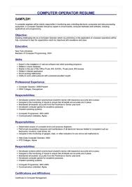 I was a banker 2006 to 2017. Computer Operator Resume Example